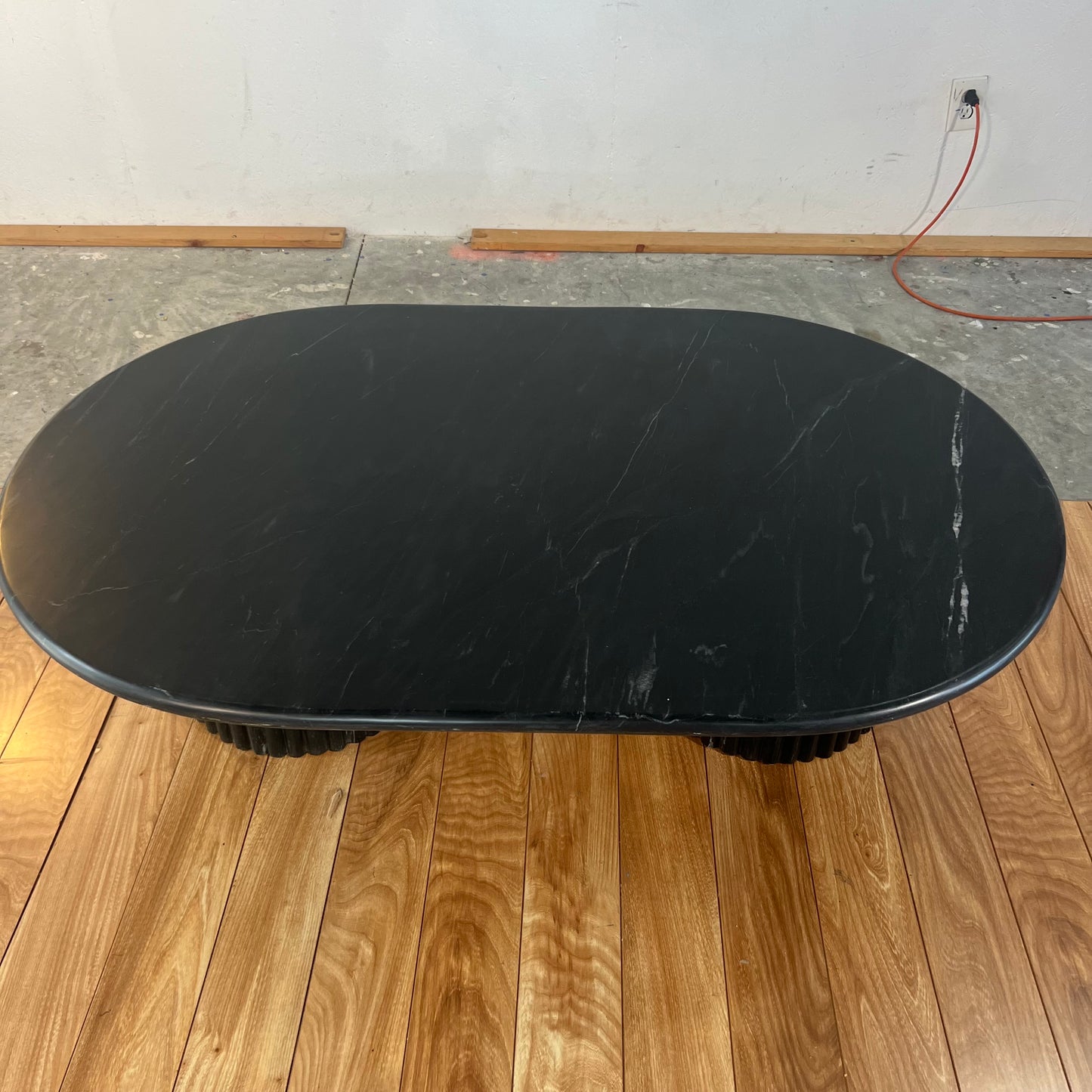 NEW Black Marble Oval Coffee Table