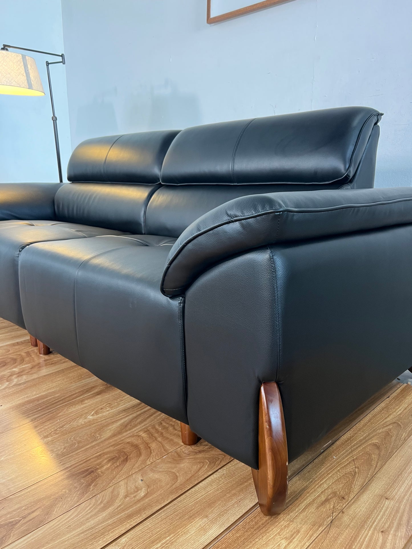 NEW 2-Piece Genuine Black Leather Sofa