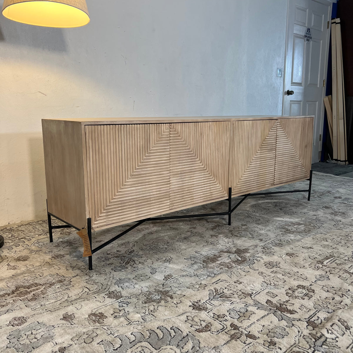 Crestview Solid Mango Wood 78” Credenza Cabinet