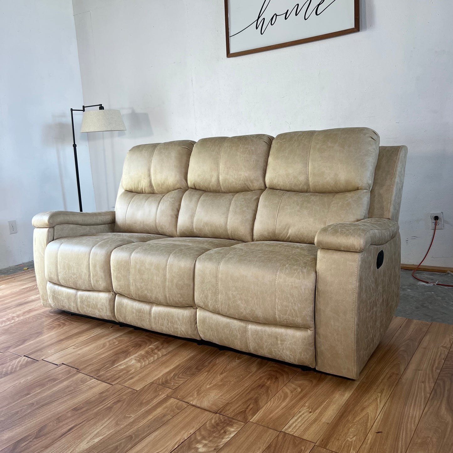 NEW Beige Manual Recliner Sofa