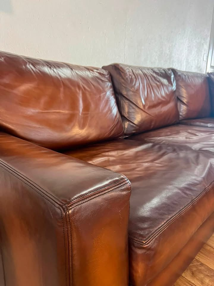 Pottery Barn Turner 3-Piece Square Arm Leather Sectional