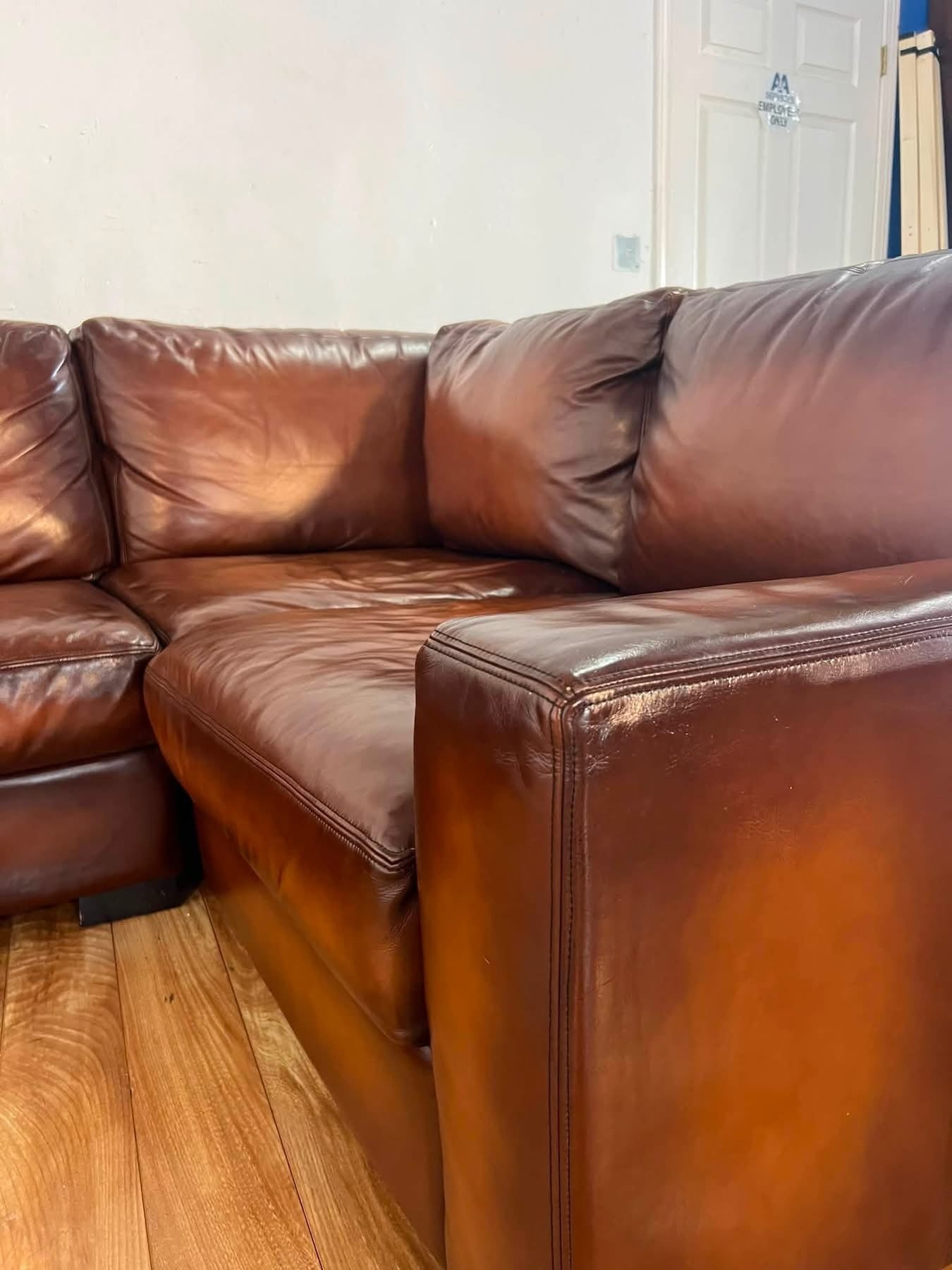 Pottery Barn Turner 3-Piece Square Arm Leather Sectional