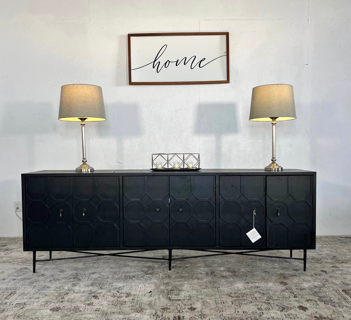NEW Sundial Solid Wood Black Sideboard