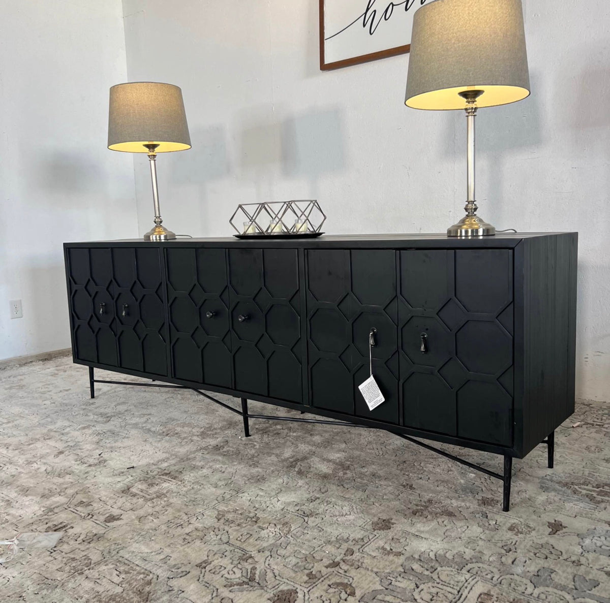 NEW Sundial Solid Wood Black Sideboard
