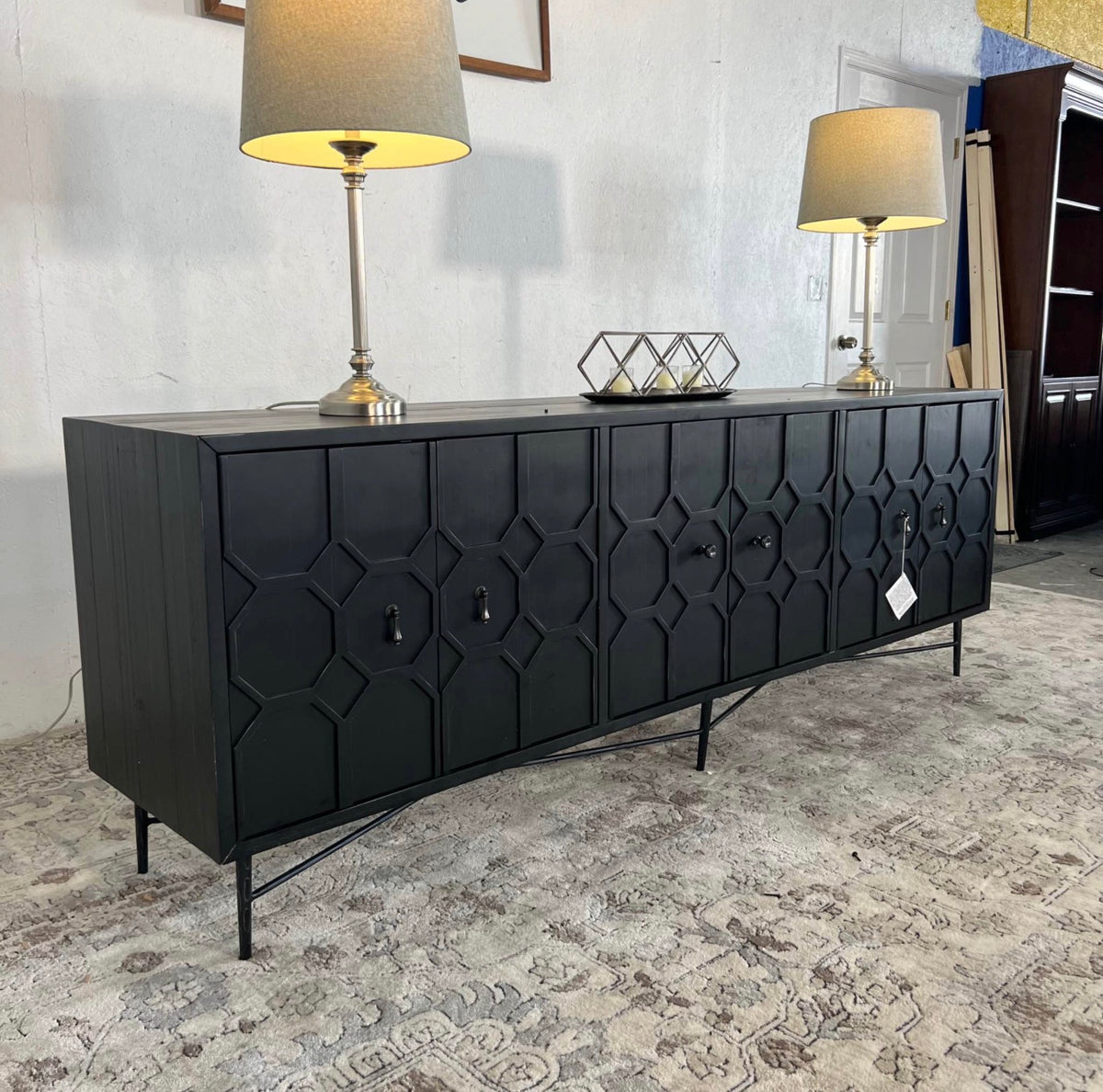 NEW Sundial Solid Wood Black Sideboard