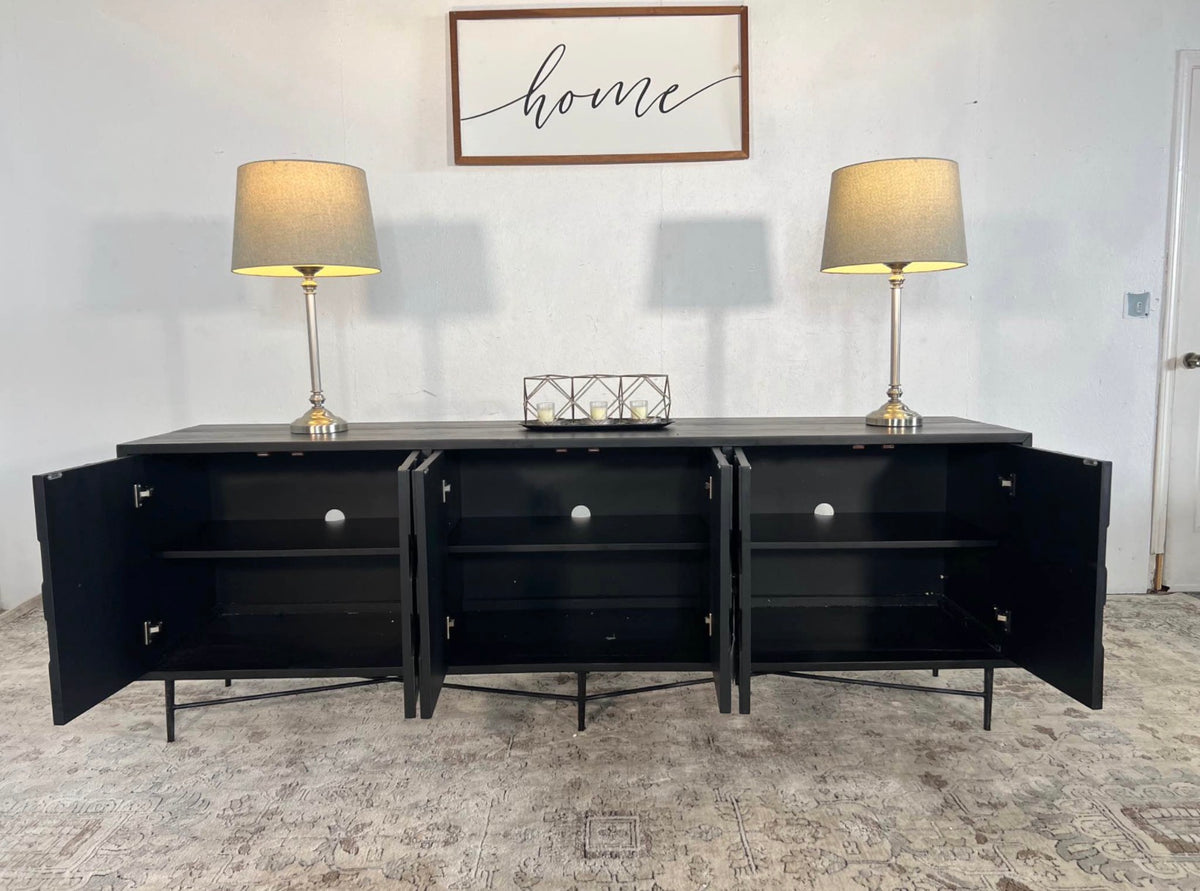 NEW Sundial Solid Wood Black Sideboard